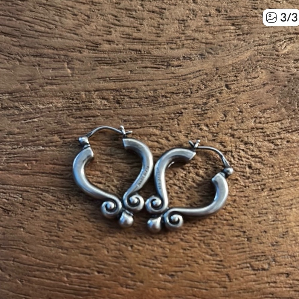 *RETIRED* James Avery Silver Scroll Earrings - Picture 3 of 3